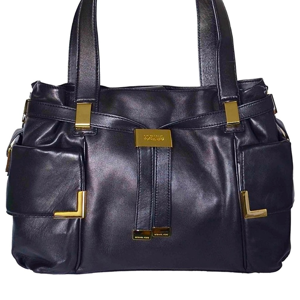 Michael Kors Large Soft Leather Drawstring Satchel, Black